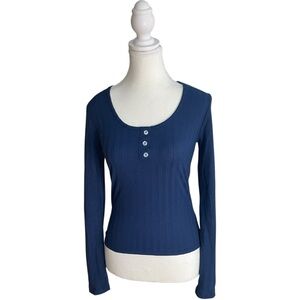 Happily Grey Henley Shirt Navy Blue